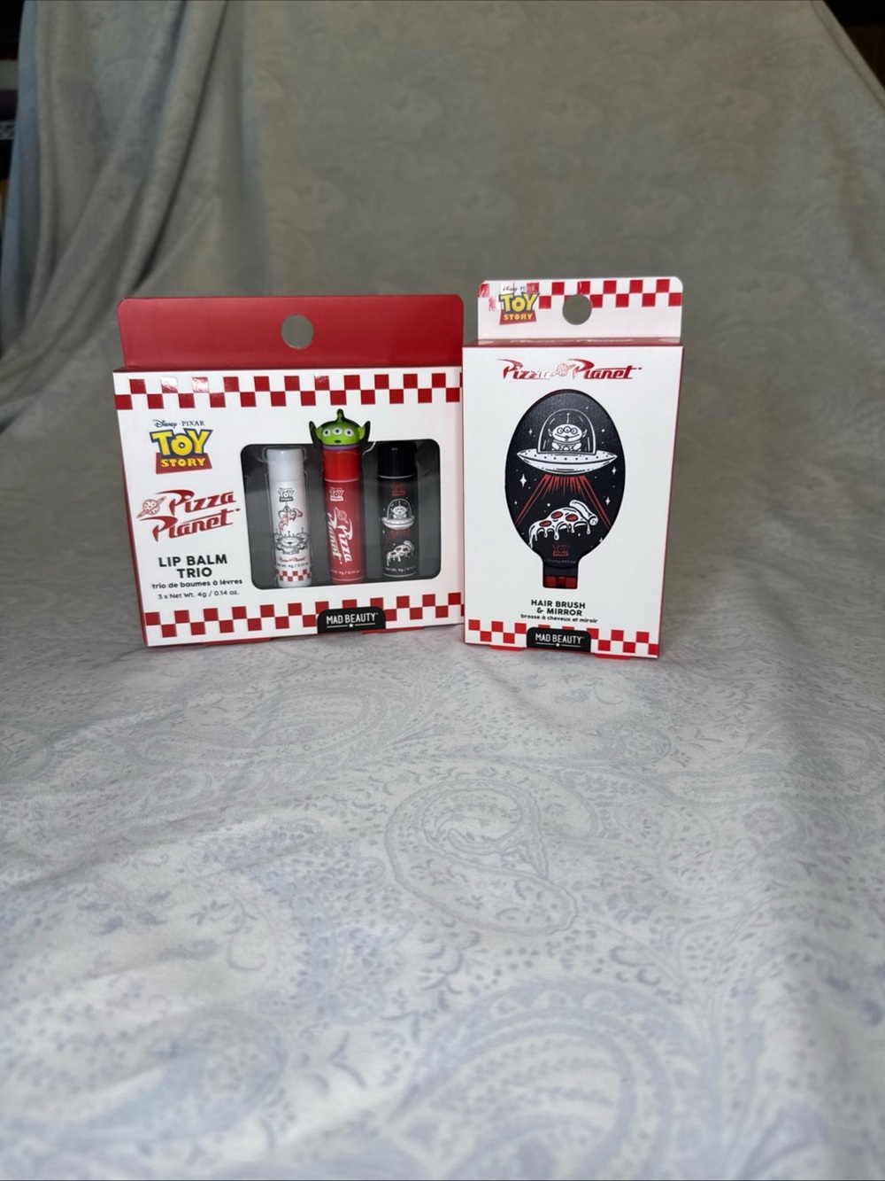 Disney Toy Story Pizza Planet Lip Balm Trio & Folding Hair Brush Set